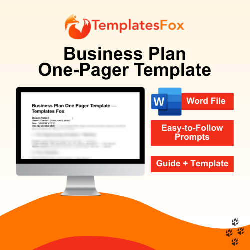Business Plan One Pager Template